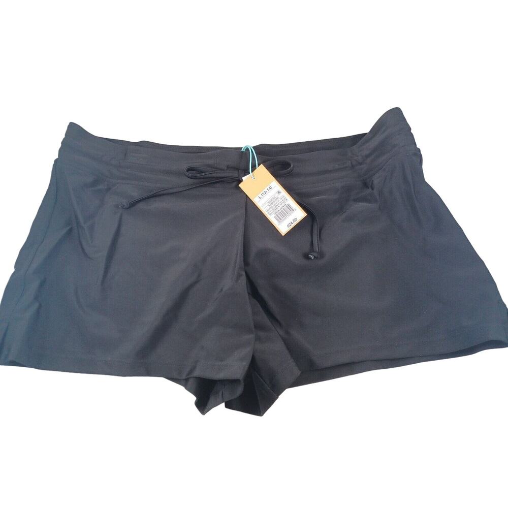 Black Sz Large 12/14 Women's Active Swim Shorts Kona Sol New NWT